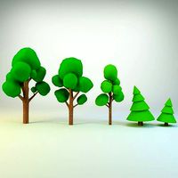 Cartoon Trees LowPoly Pack Low-poly 3D model