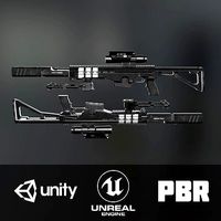 Modern Sci-fi Sniper Rifle AAA FPS Game Ready Weapon Asset