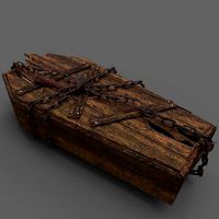 Wooden Coffin With Hand