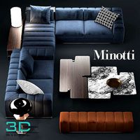 Sofa set freeman system by Minotti Realistic 3D Model