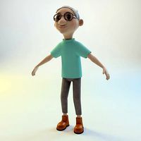 Oldman Lowpoly 3D Model Rigged and Animated Low-poly 3D model