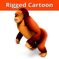 Cartoon gorilla Rigged 3D Model