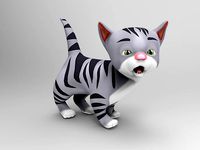 Rigged Cartoon Cute gray cat 3d model