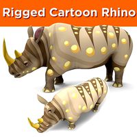 Cartoon Rhino 3D Model Rigged