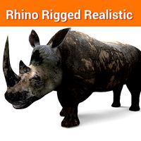 3D Dirty Rhino Model Rigged  game ready