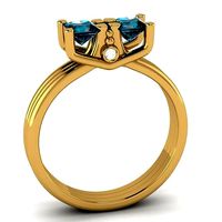 Ring Superb Twix   with two princess-cut gem stones | 3D