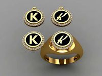 alphabet ring and necklace - 20pcs ring gift  | 3D
