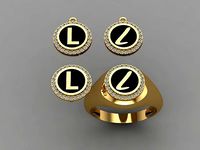 alphabet ring and necklace - 20pcs ring gift | 3D