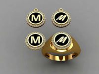 alphabet ring and necklace - 20pcs ring gift | 3D