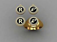 alphabet ring and necklace - 20pcs ring gift | 3D