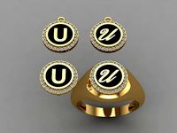 alphabet ring and necklace - 20pcs ring gift | 3D