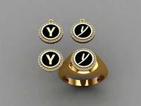 alphabet ring and necklace - 20pcs ring gift | 3D