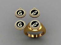 alphabet ring and necklace - 20pcs ring gift | 3D