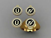 alphabet ring and necklace - 20pcs ring gift | 3D