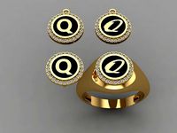 alphabet ring and necklace - 20pcs ring gift | 3D