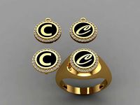 alphabet ring and necklace - 20pcs ring gift | 3D