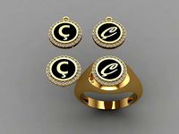 alphabet ring and necklace - 20pcs ring gift | 3D