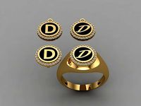 alphabet ring and necklace - 20pcs ring gift | 3D