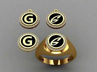 alphabet ring and necklace - 20pcs ring gift | 3D