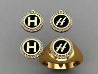 alphabet ring and necklace - 20pcs ring gift | 3D