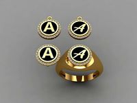 alphabet ring and necklace - 20pcs ring gift | 3D