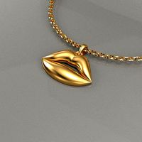 golden lips pendant jewelry | 3D
