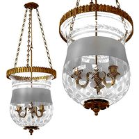 EARLY 19TH CENTURY ORMOLU AND GLASS LANTERN