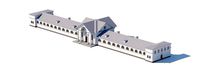 Mid-poly 3D model administrative city building