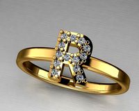 Letter R ring | 3D