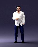 Man in white shirt 1121 3D Print Ready | 3D