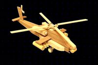 Apache Helicopter Wooden Toy | 3D