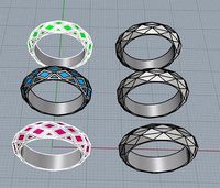 2 anelli con sfaccettature | 3D
