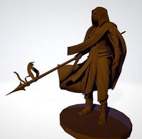 Female masked warrior with spear | 3D