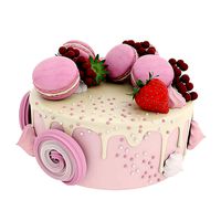 Pink cake with macaroons