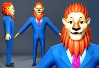 Cartoon lion business suit  character
