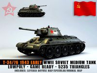 Low Poly T-34-76 1943 early medium tank