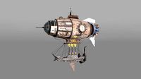 Steampunk style zeppelin with ship
