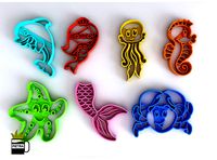 Molde cortante de galletas fondant sirenita y amigos impresion