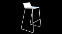 PATo Stool-Model 4310 V-02-White Painted Steel and bule fabric