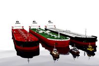 Panamax  tanker and tugboat