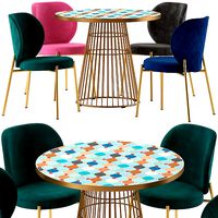 Cult Furniture Elisa Chair and Linea Furniture Gold Jodi Table