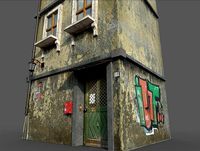 Worn European House With Graffiti