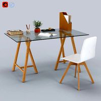 Philly Desk Glass Oak Dante Swivel Office Chair by Made
