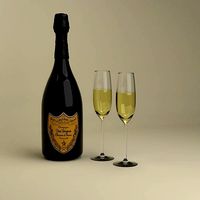 Champagne Dom Perignon Charme Vintage 1979 and wineglasses