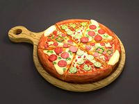 Cartoon Pizza 3D Model