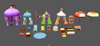 Stylized Cartoon Beach Tents set