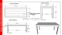 MESA DE MADEIRA - MESA RUSTICA - CANELA DIAMANTE 1,40M