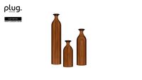 ADORNO TRIO DE VASOS GARRAFA EM MADEIRA