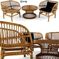Coffee table vs Nordal lounge chair natural rattan
