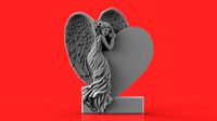 Memorial tombstone with  angel | 3D